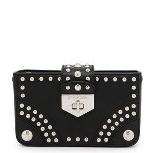 Prada Studded Leather Pouch Bag 1N1843 PRADA Black